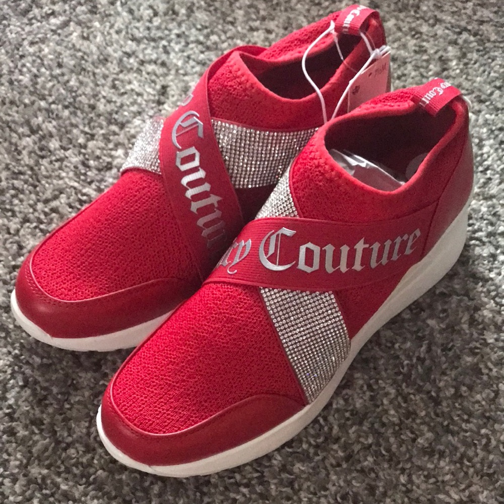 Juicy Couture Red Rhinestone Women's Wedge Sneakers 7.5 M